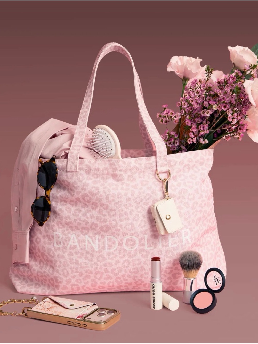 Bandolier Pink Leopard Print Tote